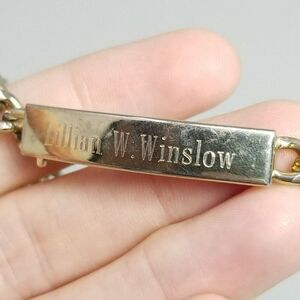Vintage Speidel Engraved Name ID Bracelet, Lillian Winslow, 7 Inches Long